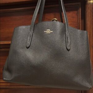 Coach Black Leather Tote Bag
